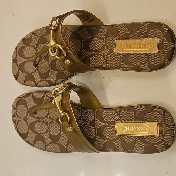 Coach Shoes - COACH Gold Women's Sandals sz 9.5B